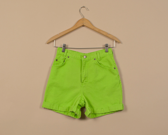 90S Size 24 Neon Green Vintage Denim Shorts