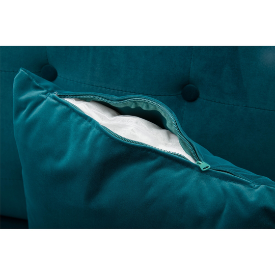 Velvet Sofa , Accent sofa .loveseat sofa with rose gold metal feet and Teal Velvet