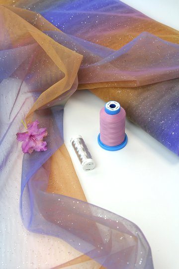 Rainbow Tulle With Sparkles - Sunset Color Scheme Silvery Glitters Transition Rainbow Soft