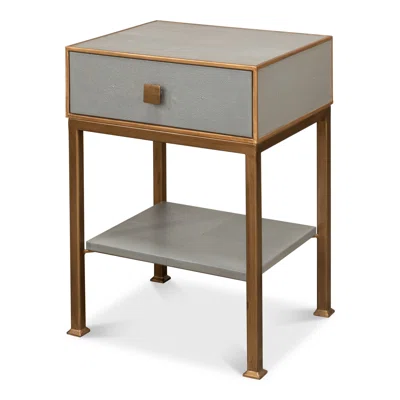 Gillian 1 - Drawer Wood Nightstand in Storm Gray/Gold