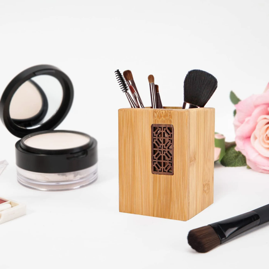 Bamboo Pen Holder, Decorative Japanese Style Pencil Cup & Makeup Brush Stand Desktop Organizer For Home, School Office, Stylish Gifts