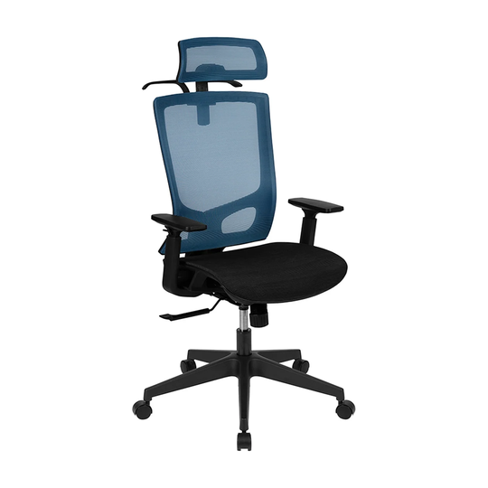 Offex Ergonomic Mesh Office Chair with Adjustable Headrest -Blue/Black