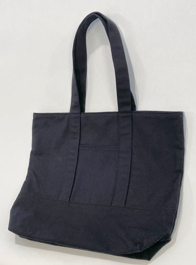 Black Medium Weight Cotton Canvas Tote Bag With 2 Outside Pockets