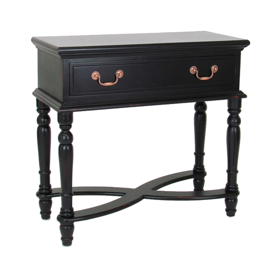 Wooden Sideboard with 1 Drawer and Turned Legs, Black