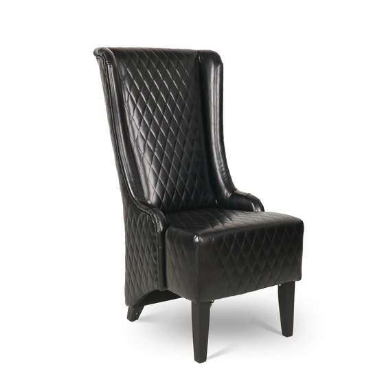 22" Wide Wing High Back Chair Leather Padded Seat Side Chair for Living Room Chair with Birch Foot