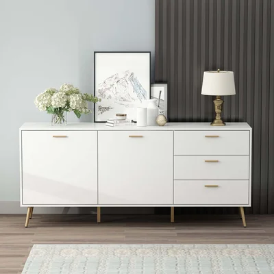 Modern Wood Kitchen-Buffet-Sideboard Entryway Serving Storage Cabinet Doors-Dining Room Console, 70 Inch