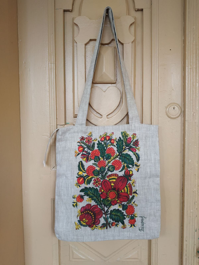 Ukraine Bag Handpainted Tote Ukrainian Ornament Shopper Petrykivka Ethnic Folk Designer Shop Seller