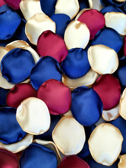 Burgundy Table Decor Gold Rose Petals Navy Blue Burgundy