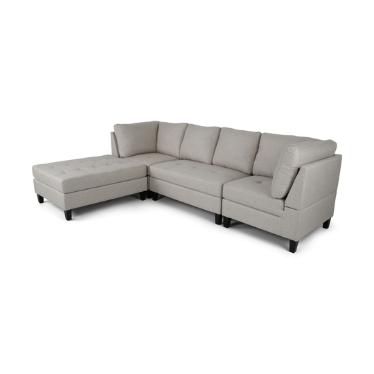 Beckett Contemporary Sectional Sofa w/ Ottoman by Christopher Knight Home