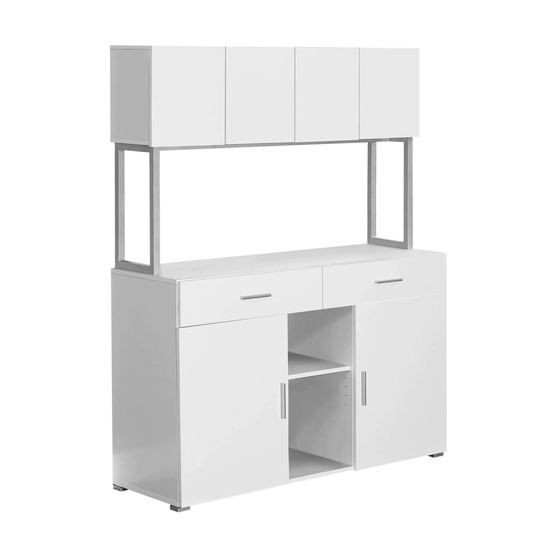 Offex Contemporary 48"L HollowCore OfficeStorage Credenza-White/Silver