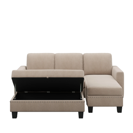 Reversible Sectional Couch with Storage Ottoman L Shape Sofa