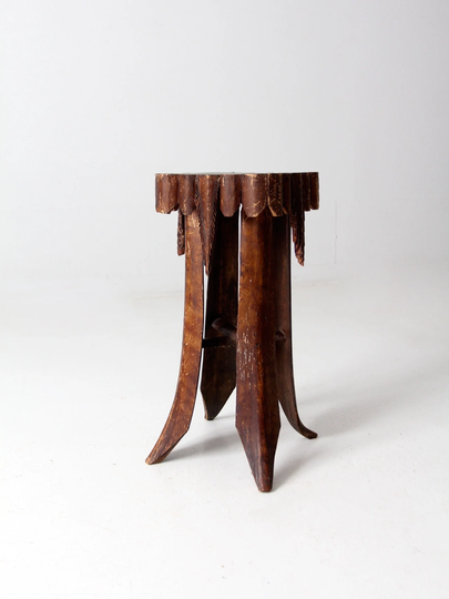 Antique Palm Frond Accent Table, Folk Art Table