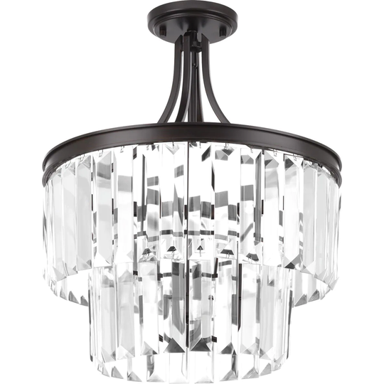 Progress Lighting Glimmer Steel Three-light Semi-flush Convertible Light Fixture