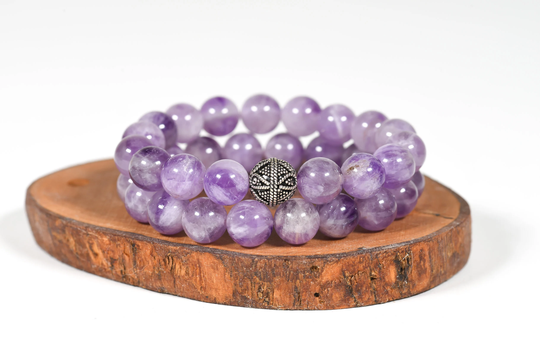 Lavender Amethyst Bracelet 10mm Beads, February Birthstone, Natural