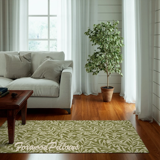 Craftsman Rug, Autumn Color Fall William Morris, Willow Bough Leaves, Natural Colors