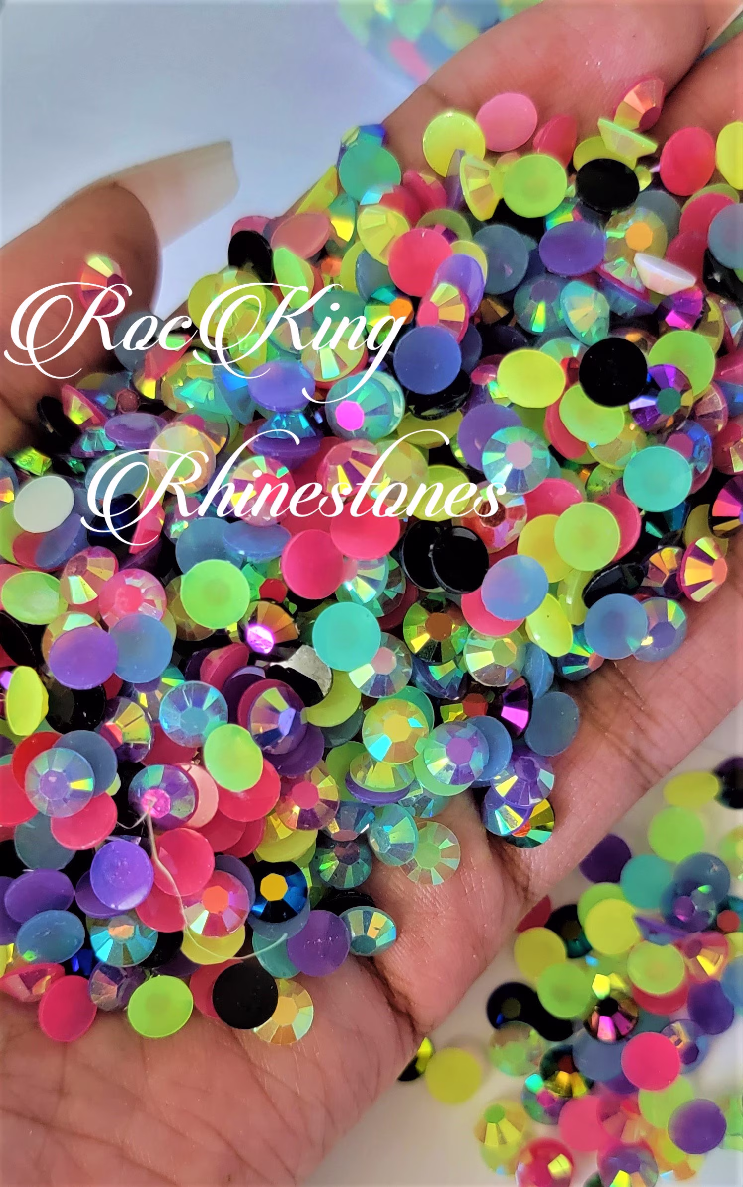 Multi Color Ab Jelly-2mm-3mm-4mm-5mm-6mm-Mixed 4Pk | 2M, 3M, 4M, 5M-Non-Hot Fix Rhinestones-Resin Rhinestones-Bling-500Pcs-1000Pcs