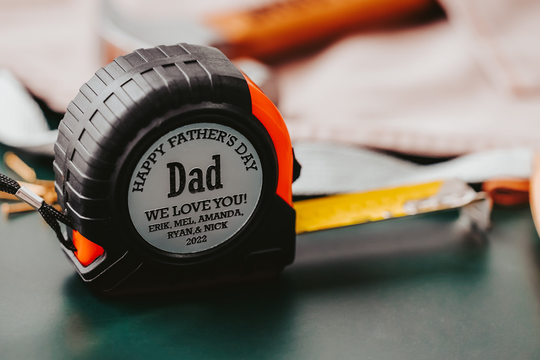 Personalized Silver Happy Fathers Day Dad Tape Measure Gift For Stepdad Grandfather, Custom & Black Plated