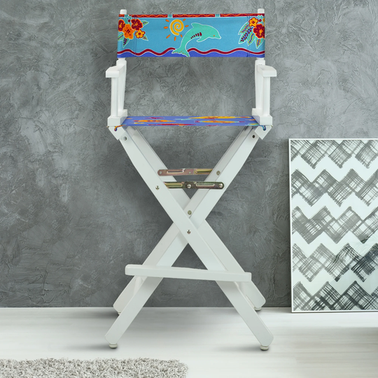 30" Director's Chair White Frame-Tropical Sea - 23"W x 19"D x 45.5"H