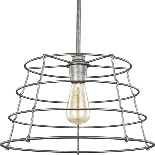 Chambers Collection One-Light Galvanized Finish Farmhouse Pendant Light - 12.870" x 18.720" x 18.720"