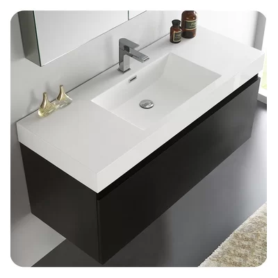 Senza 47" Mezzo Single Wall Mounted Modern Bathroom Vanity Set with Mirror