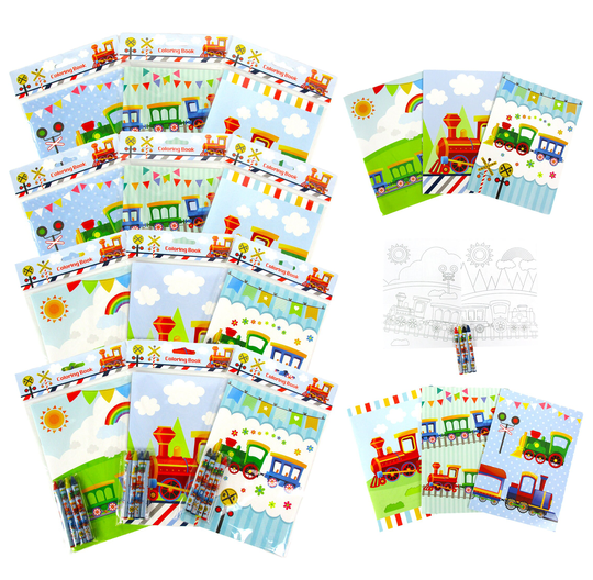 Train Party Coloring Books With Crayons Favors