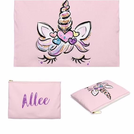 Personalized Unicorn Pouch For Girls, School, Personalised Pencil Case, Name Pouch, Custom Pouch, Accessory