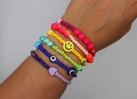 Set Of 6 Or Individual Pride Rainbow Beaded Stacker Bracelet