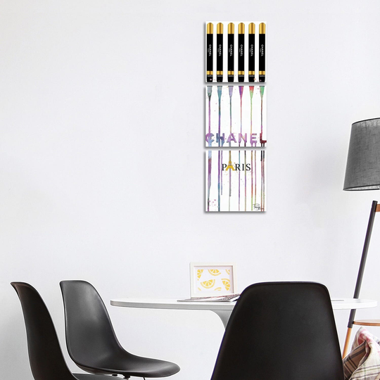 iCanvas "Fashion Drips Dazzle Lip Pencils On White" by Pomaikai Barron 3-Piece Canvas Wall Art Set