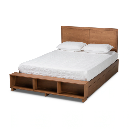 Tamsin Modern Transitional 4-Drawer Storage Bed with Built-In Shelves