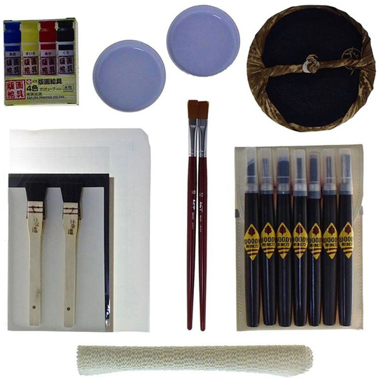Michihamono Woodcut Tools Japanese Woodblock Printmaking Premium Starter Kit, With Woody Chisel Set, For Woodcarving & Wood Block Printing