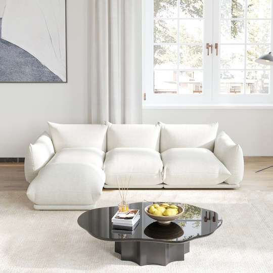 Sectional Sofa Chenille Fabric Sofa Lounge Couch with Ottoman