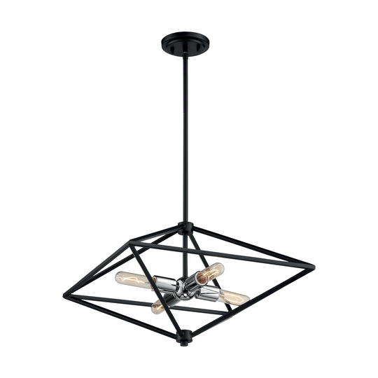 Legend 4-Light Small Pendant Fixture - Black and Polished Nickel Finish - Black / Polished Nickel - Black / Polished Nickel