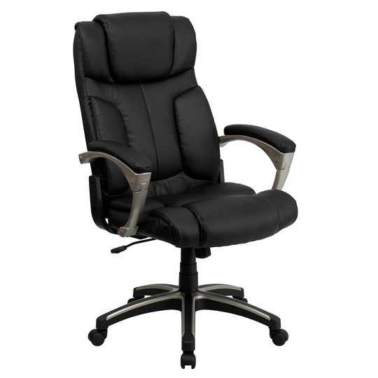 Foldable Black Leather Executive Adjustable Swivel Office Chair