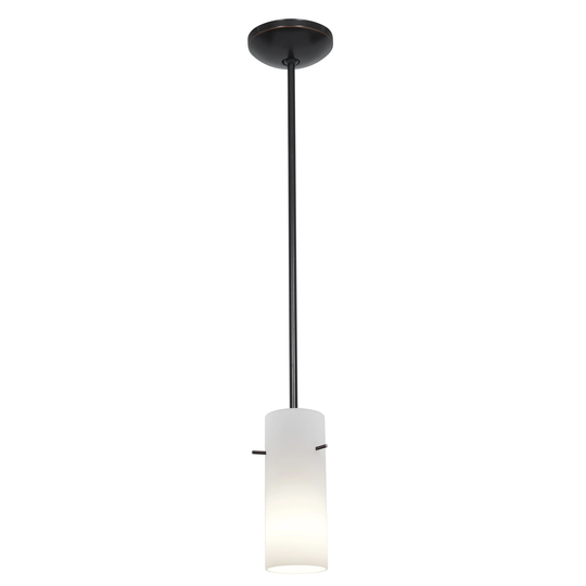 Access Lighting Cylinder Bronze Rod Pendant with Opal Shade