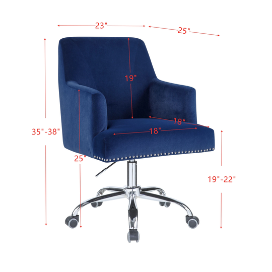 Office Chair in Blue Velvet