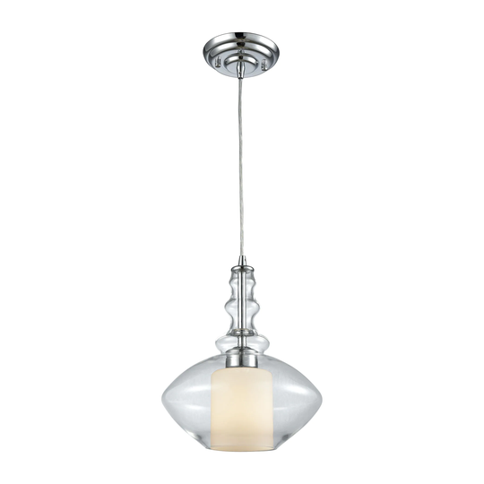 Alora 1-Light Mini Pendant in Chrome with Clear and Opal White Glass - Includes Adapter Kit