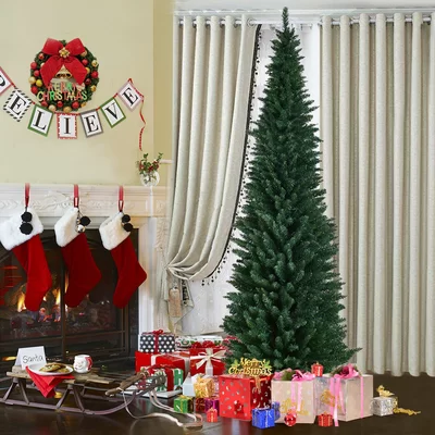 Slim Decor Green Pine Artificial Christmas Tree