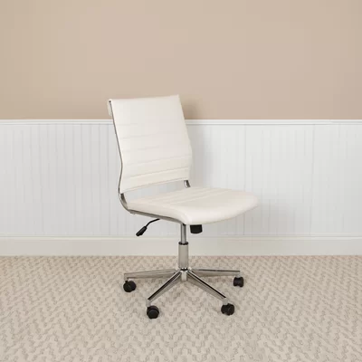Flavius Mid-Back Armless LeatherSoft Ribbed Executive Swivel Office Chair