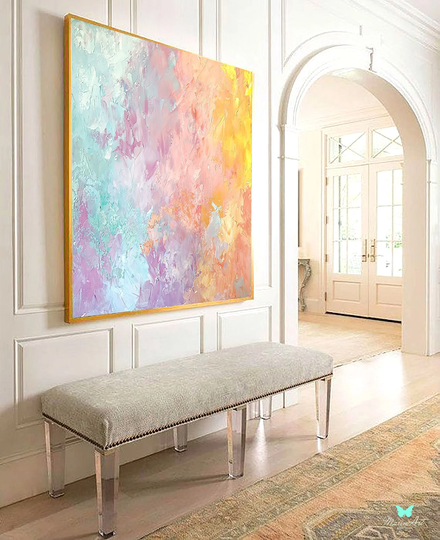 Colorful Abstract Artwork, Bright Painting Texture Wall Art, Custom Colors Modern Colorful Art 30"x40"