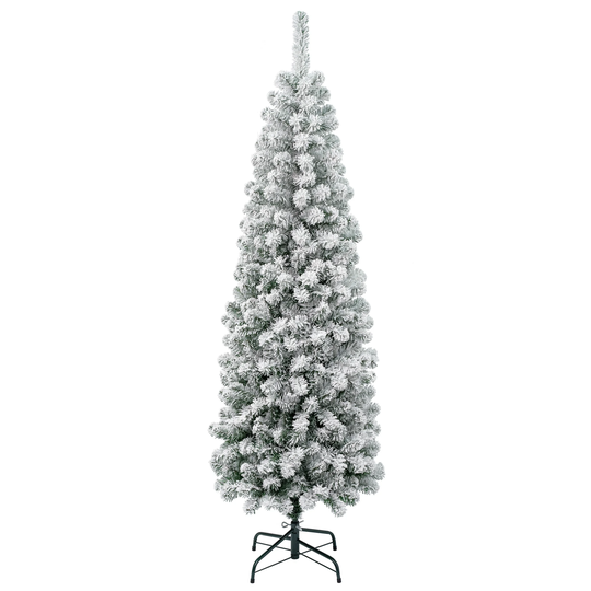 First Traditions™ 6 ft. Acacia Pencil Slim Flocked Tree - 6 ft