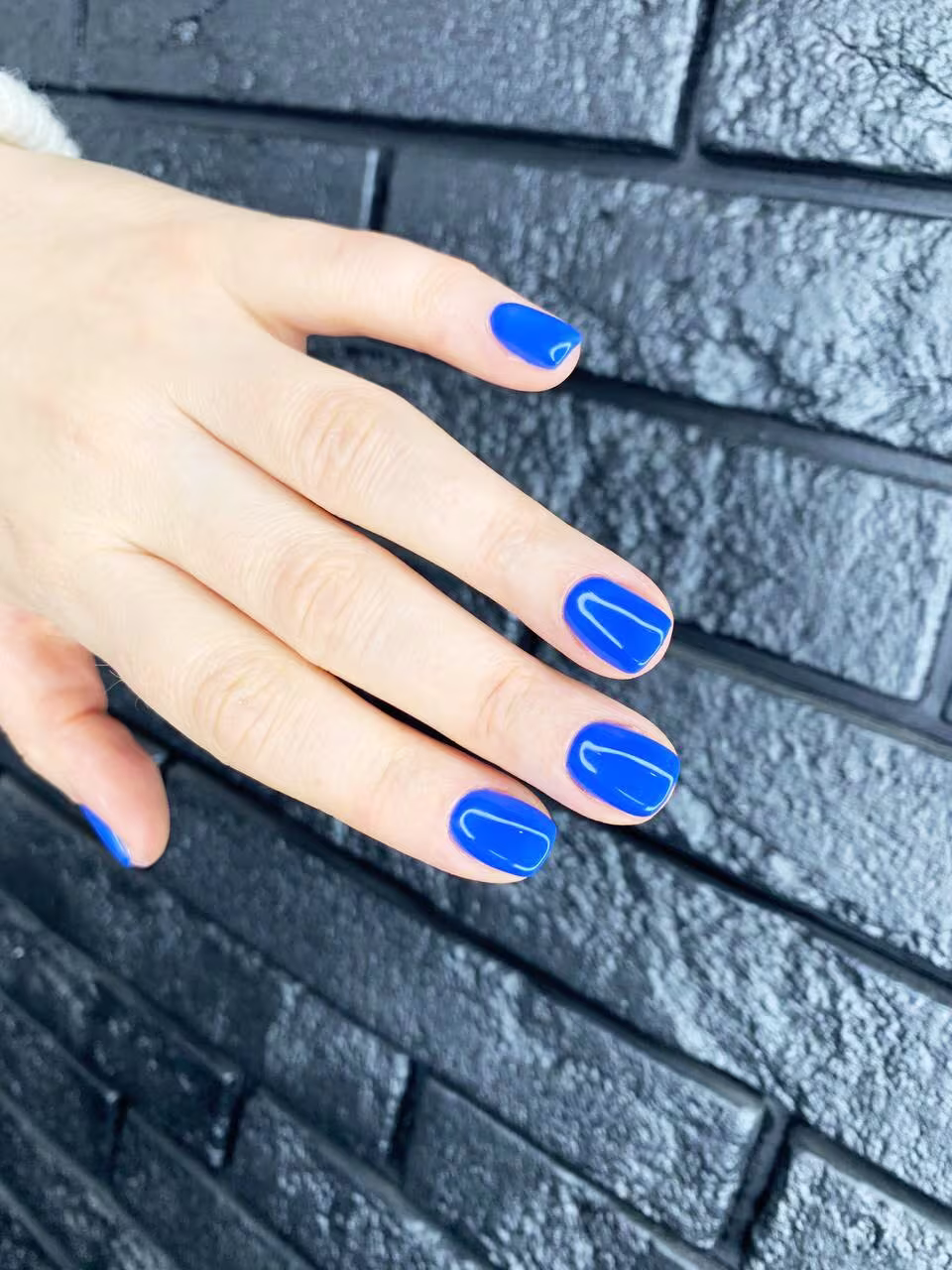 Blue Press On Nails Short Square Acrylic Toenails Bright Glue Coffin Diy Pedicure Kit Almond