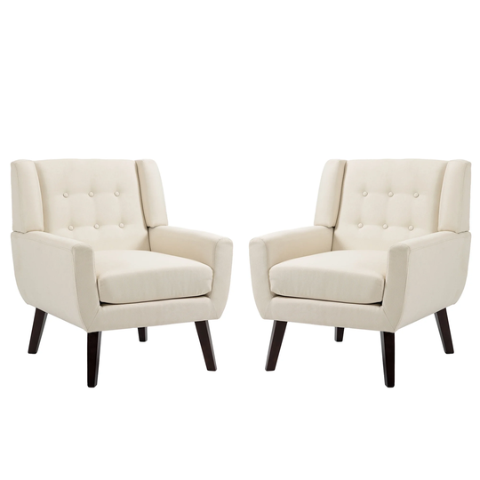 Set of 2 Modern Accent Chair Cotton Linen Upholstered Chairs for Living Room