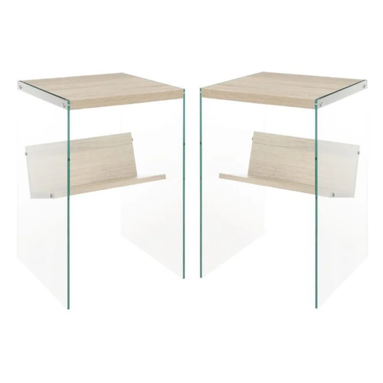 Soho End Table in Weathered White Wood Finish - Set of 2 - 54 x 84