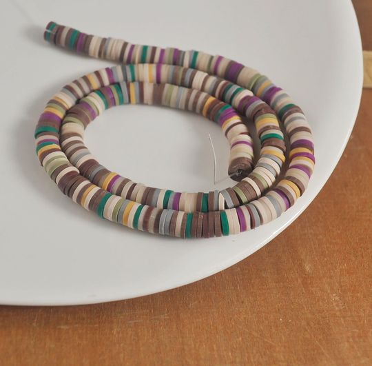 6mm Vinyl Heishi Beads, Green Mixed Color Polymer Clay Beads, African Polymer Clay Diy Making Jewelry Bead, Length 40cm6-16#