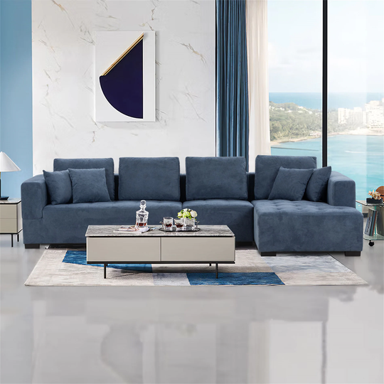 Mid Century Modern Sofa with Right Chaise for Living Room Sofa
