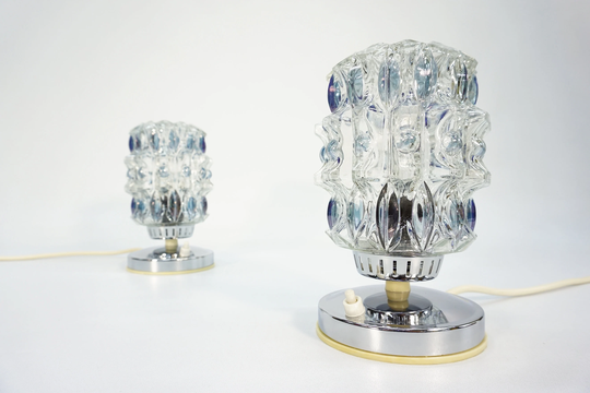 Vintage Table Lamp Pair/Desk Light Set Of 2 Bedside 70S Mid Century Modern Pedestal