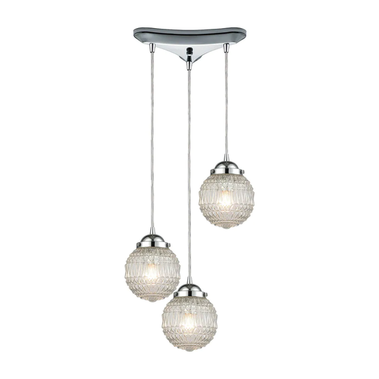 Victoriana 3-Light Triangular Canopy Pendant, Polished Chrome