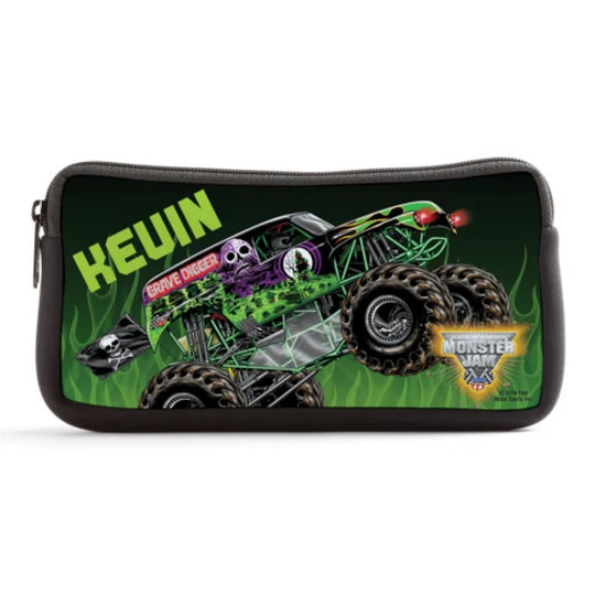 Monster Jam Grave Digger Black Pencil Case, Personalized Customized Kids Pencils Pouch, Back To School Supplies