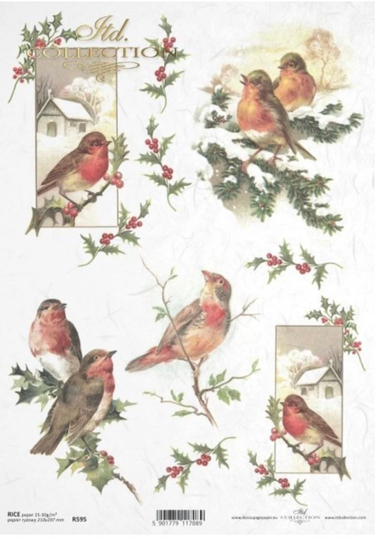 Rice Paper For Decoupage, Birds, Decorative Mulberry Tissue, Scrapbooking, Card Making, 1 A4 Sheet, R1805