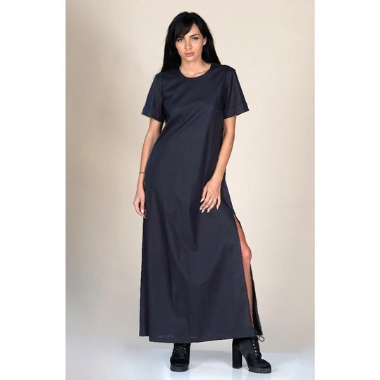 Long Black Flare Dress/Casual Midi Pencil Short Sleeve Floor Length Flared Plus Size Maxi